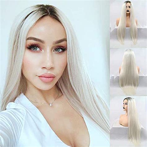 blonde wig dark roots|platinum blonde wigs for women.